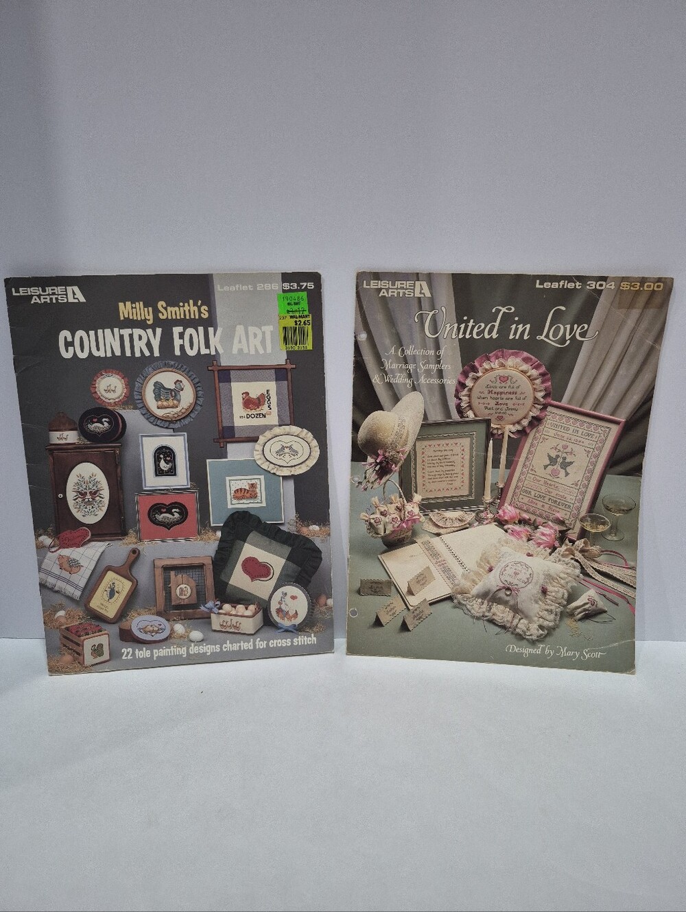 Vintage Leisure Arts Country Folk Art & Love Cross Stitch Patterns Booklets